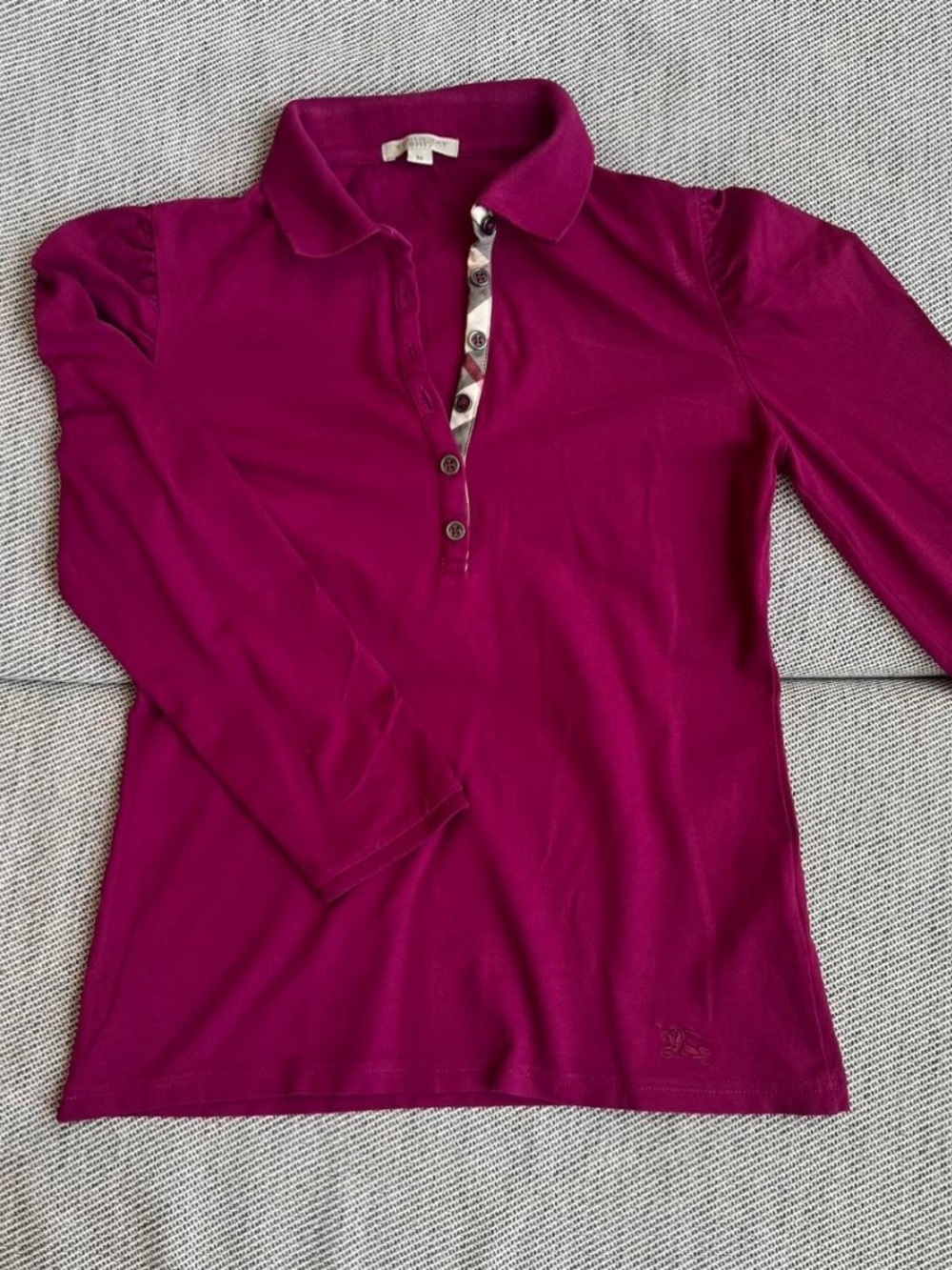 Authentic Burberry burgundy long sleeve top with button detail